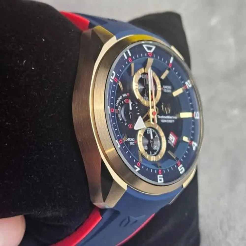 TechnoMarine Ocean Quantum TM-318127 Men’s Chronograph Watch Blue/Gold 100M